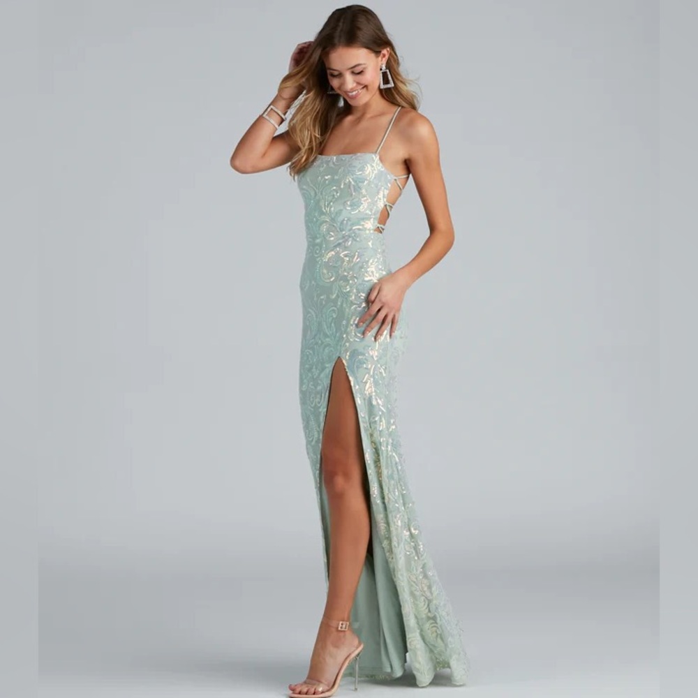 Edlyn Sequin Laceup Mermaid Formal Dress